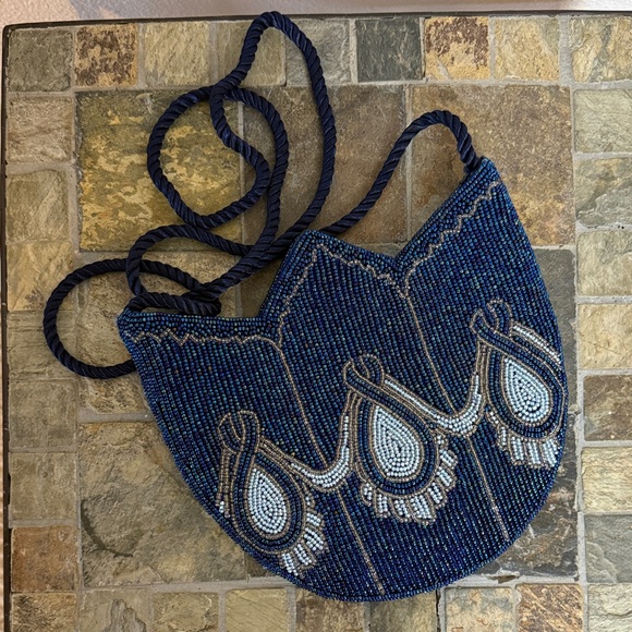 Chic Navy Beaded Crossbody Bag - Picture 4 of 4